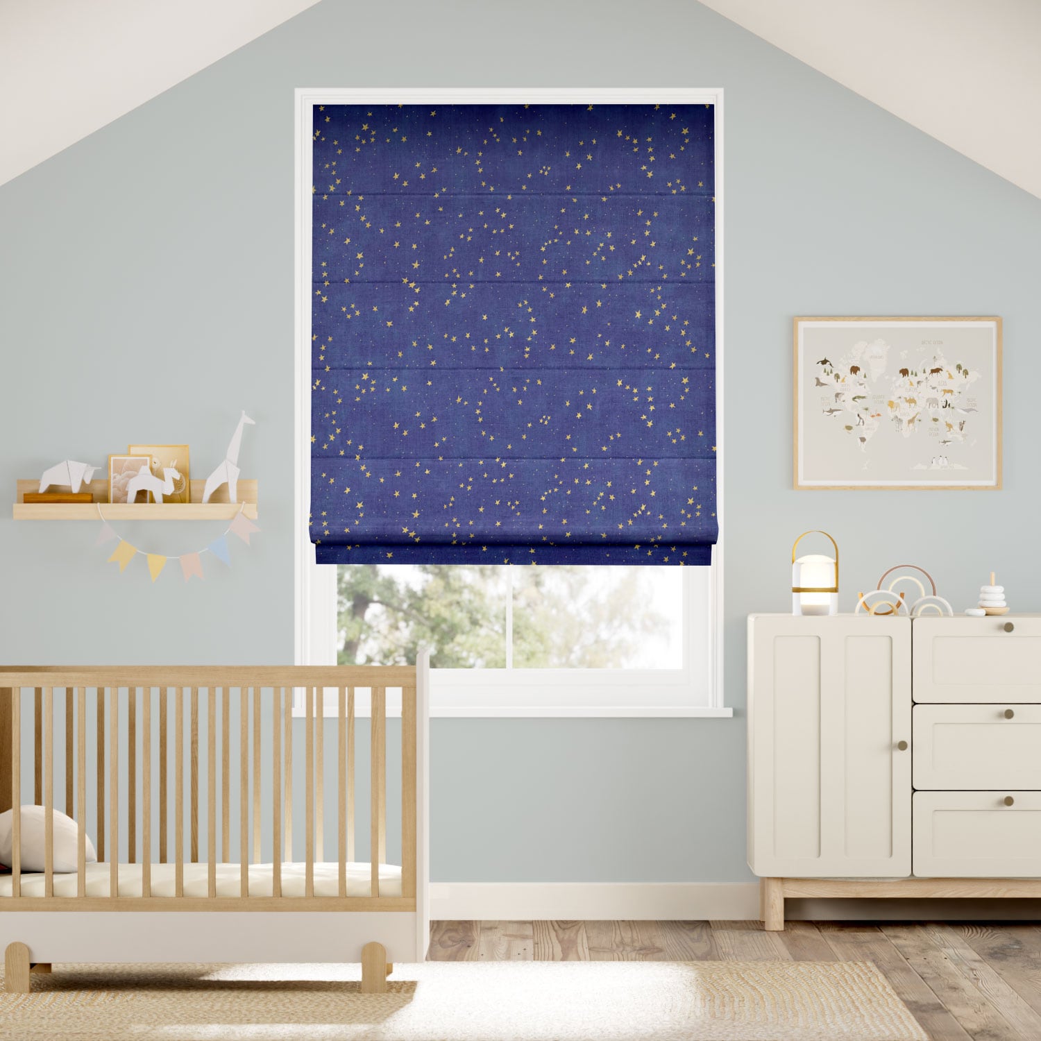 Colorized Star Gazing Night Sky Roman Blind