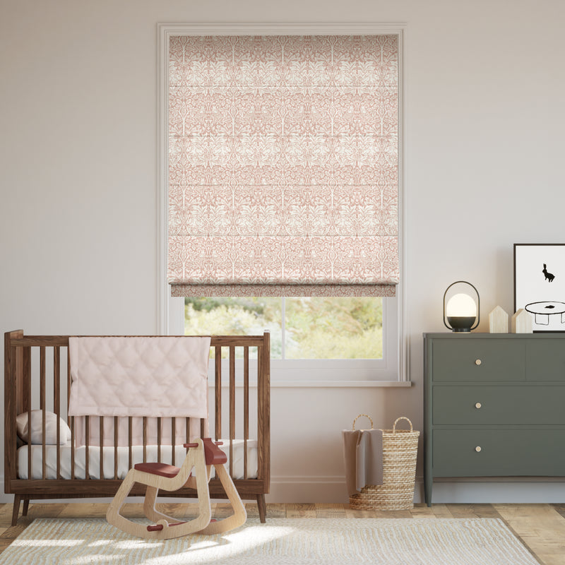 Colorized William Morris Brother Rabbit Soft Pink Roman Blind 7495