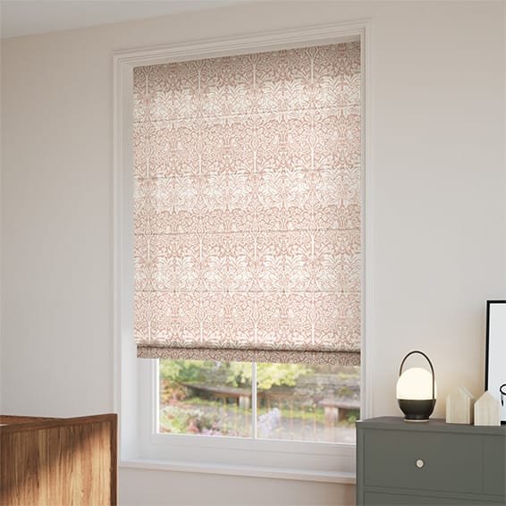 ColorizedZoom William Morris Brother Rabbit Soft Pink Roman Blind 7495