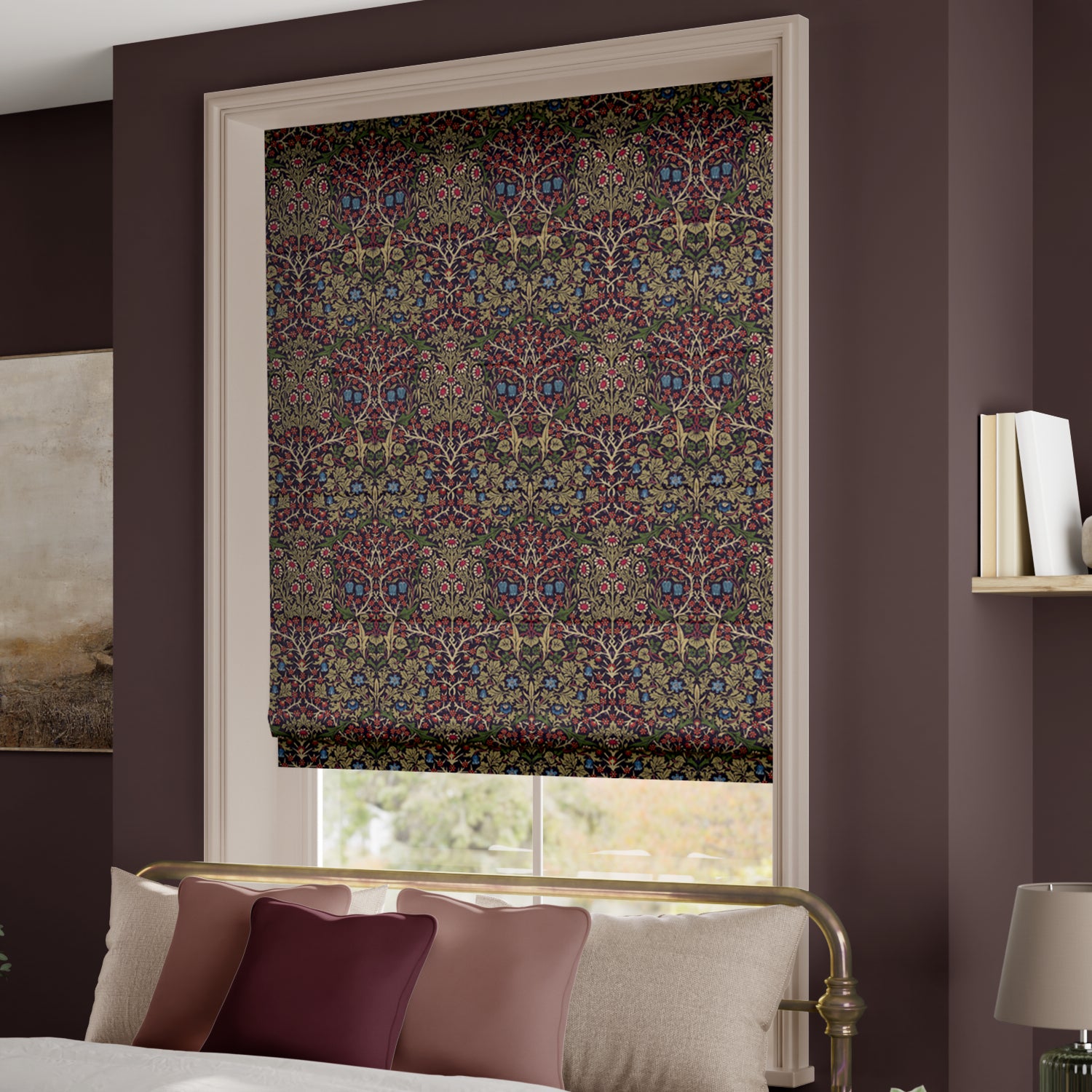 ColorizedZoom William Morris Blackthorn Damson Roman Blind