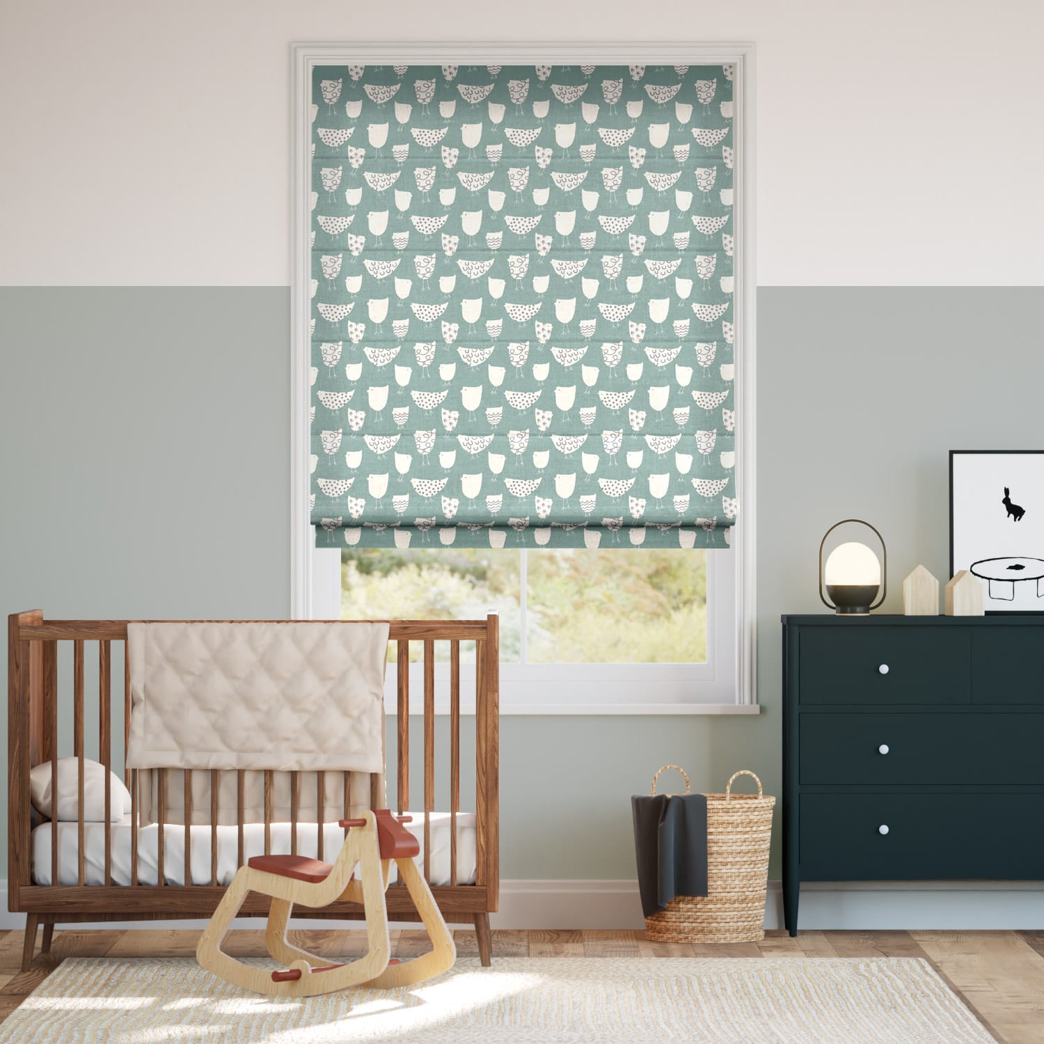 Colorized Tweet Tweet Duck Egg Roman Blind 7523