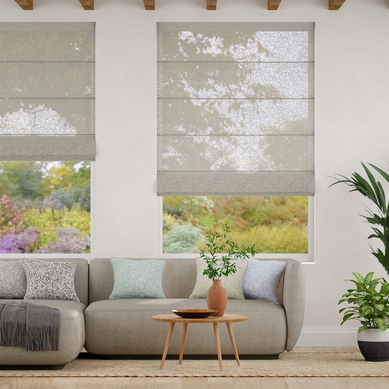 Colorized William Morris Willow Voile Pebble Roman Blind 7529