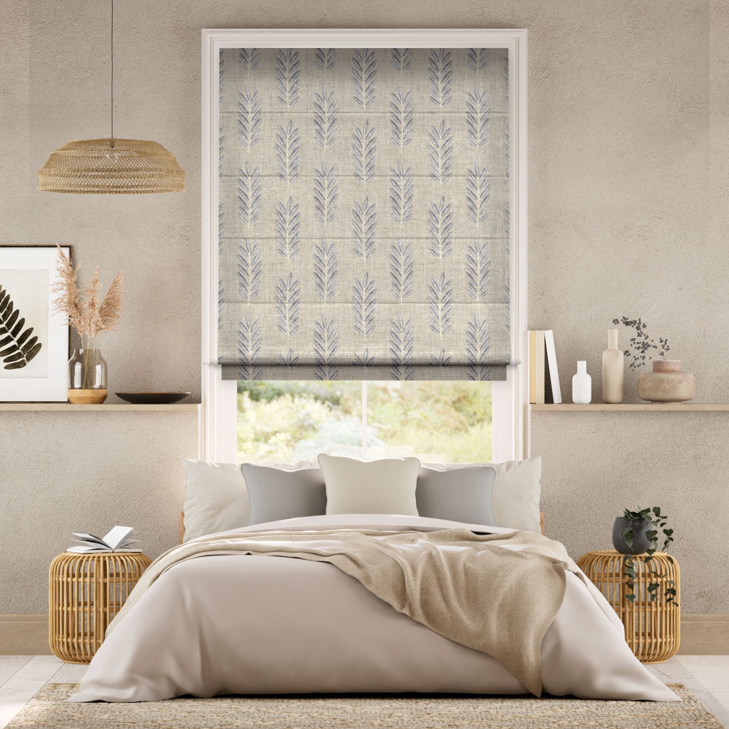 Colorized Folia Fjord Blue Roman Blind 7576