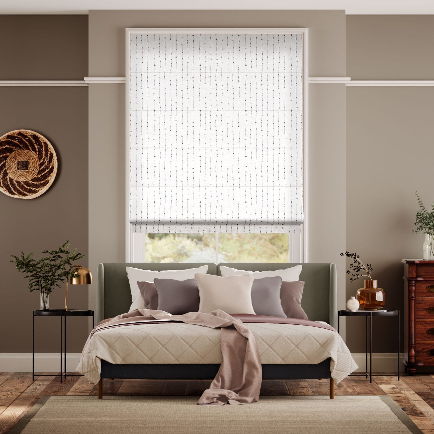 Colorized Knots Pewter Roman Blind 7578