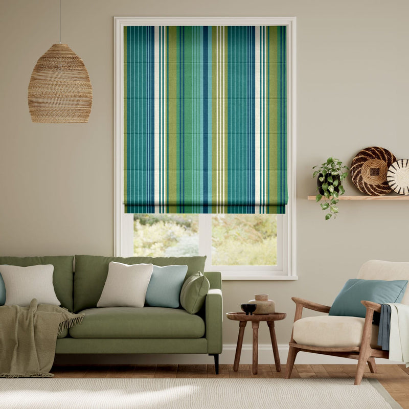 Colorized Manhattan Tropical Blue Roman Blind 7580