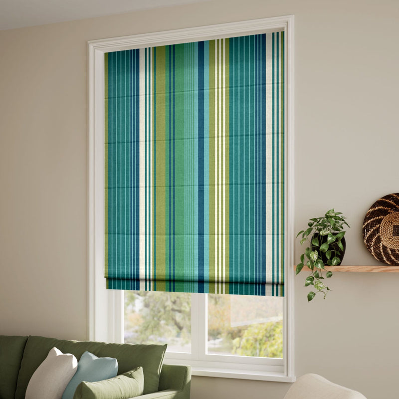 ColorizedZoom Manhattan Tropical Blue Roman Blind 7580