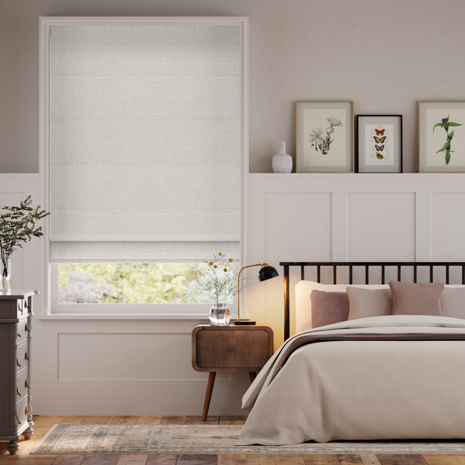 Colorized Sedona Blackout Mist Grey Roman Blind 7584