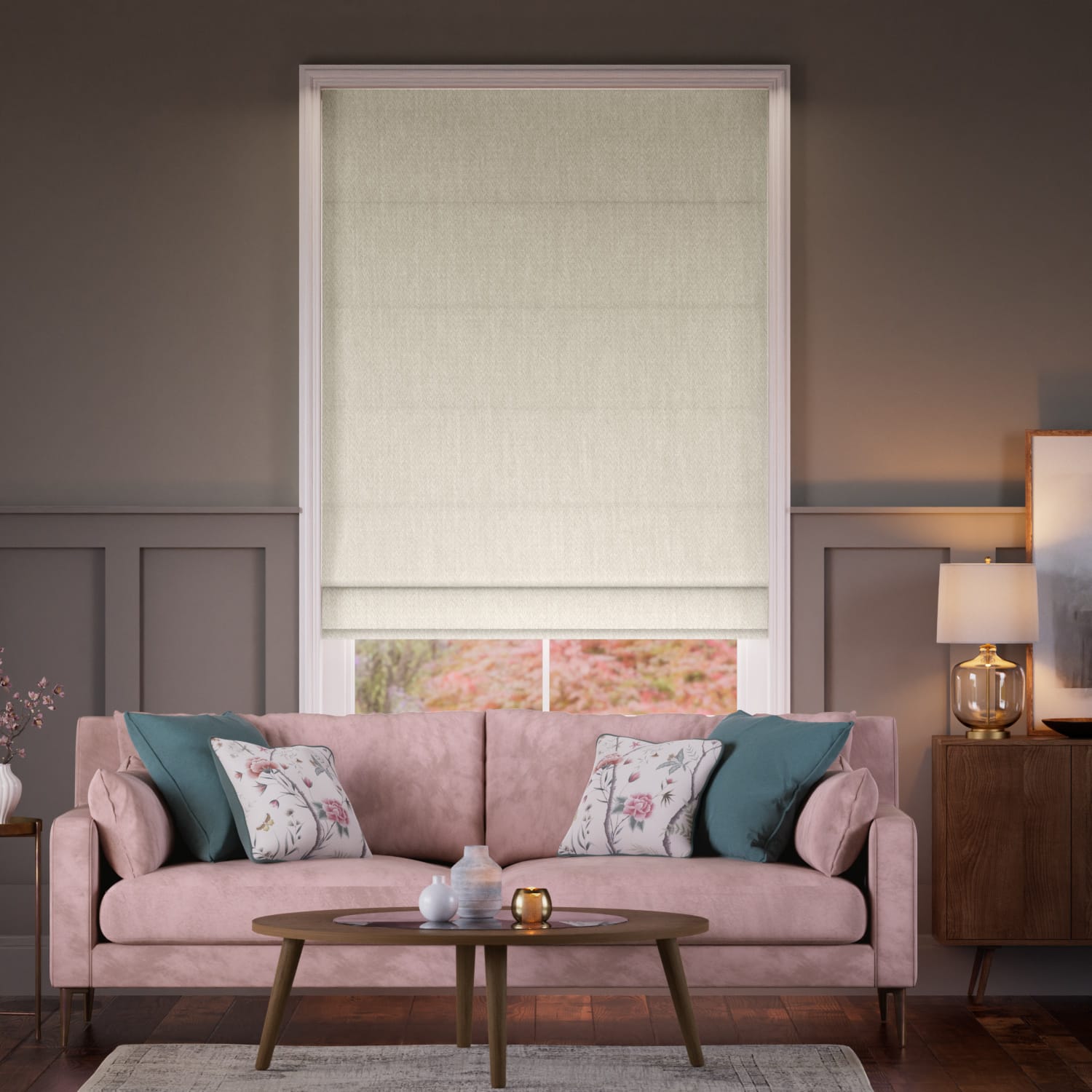Colorized Grenada Blackout Lunar White Roman Blind 7588