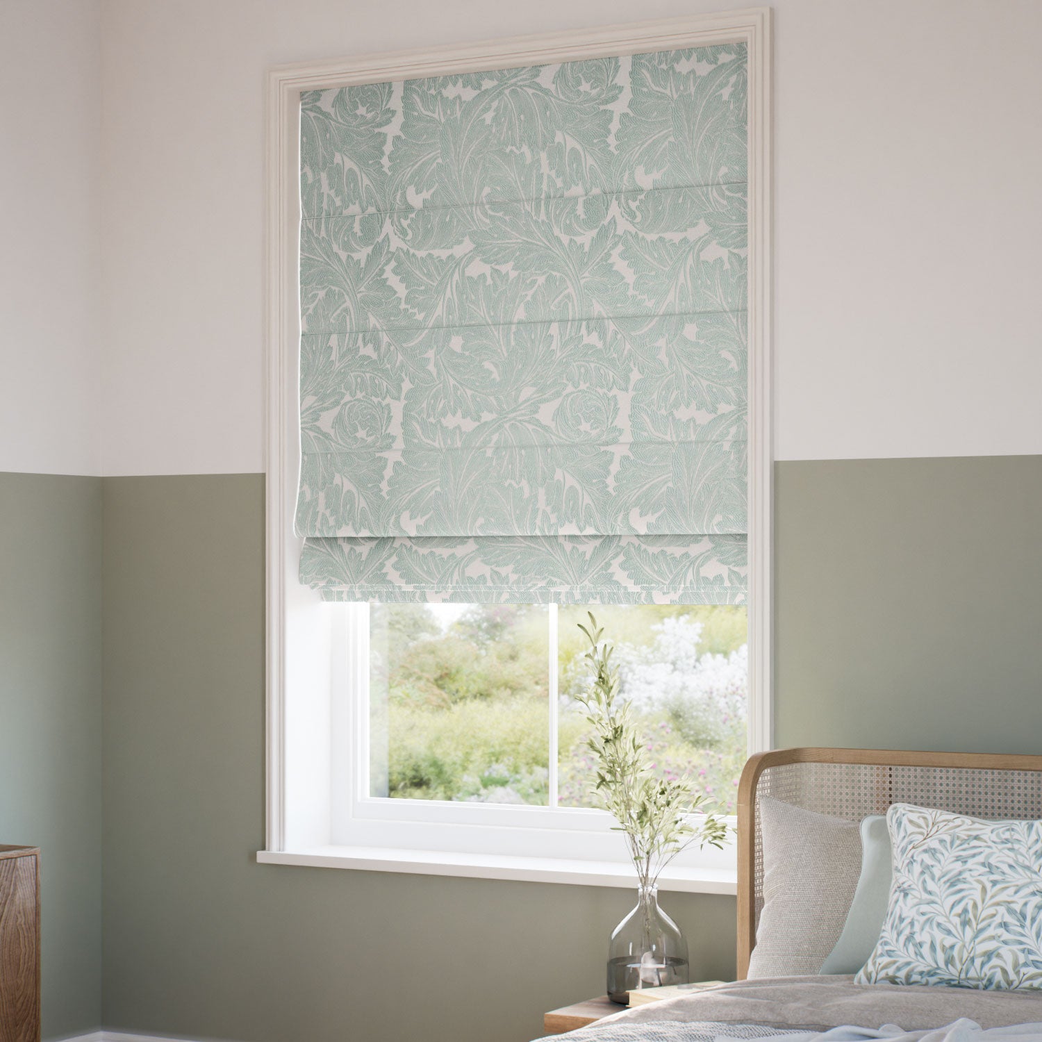 ColorizedZoom William Morris Acanthus Jacquard Opal  Roman Blind 7607