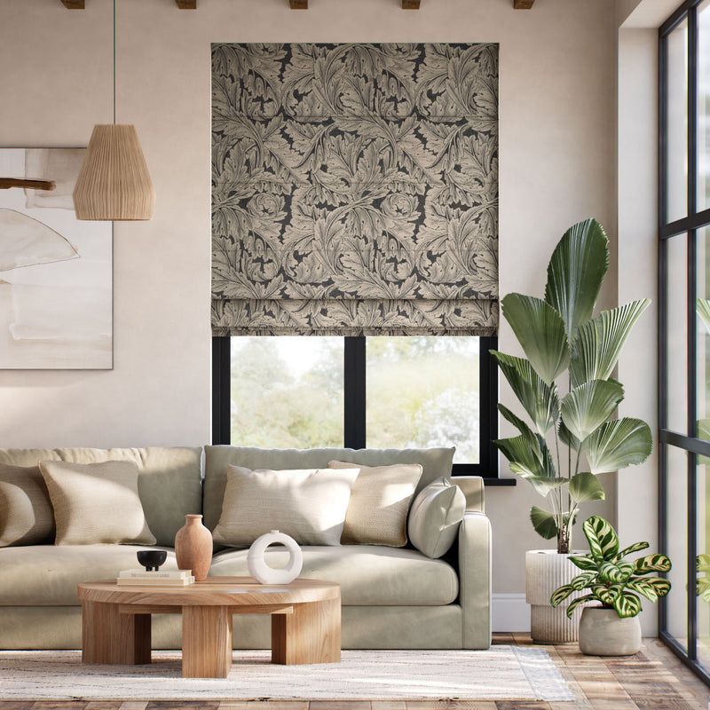 Colorized William Morris Acanthus Jacquard Antique Bronze  Roman Blind 7603