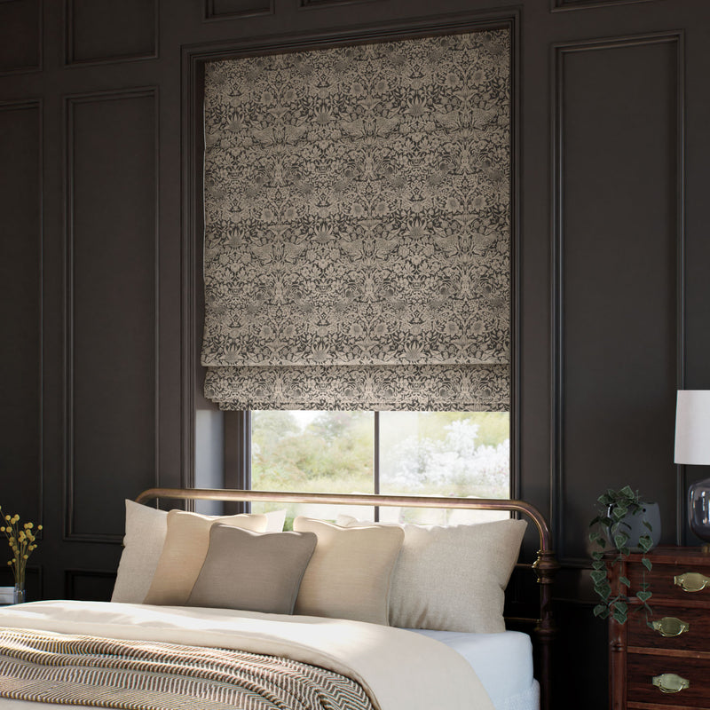 ColorizedZoom William Morris Strawberry Thief Jacquard Antique Bronze  Roman Blind