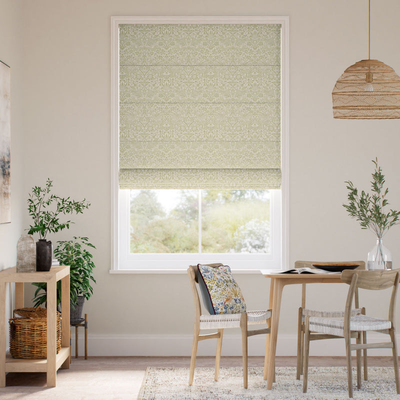Colorized William Morris Strawberry Thief Jacquard Olive  Roman Blind 7613