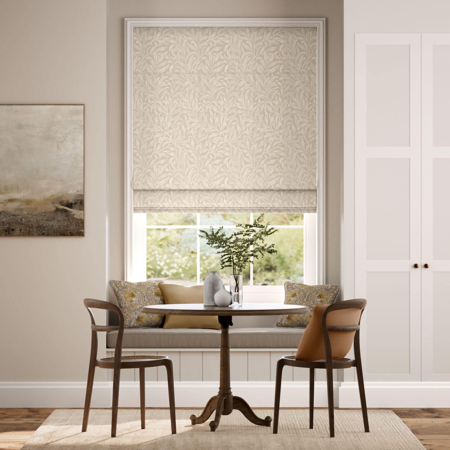 Colorized William Morris Willow Bough Jacquard Soft Gold Roman Blind 7620