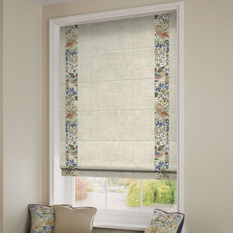 ColorizedZoom William Morris Strawberry Thief Natural & Paleo Linen Vintage Cream Roman Blind