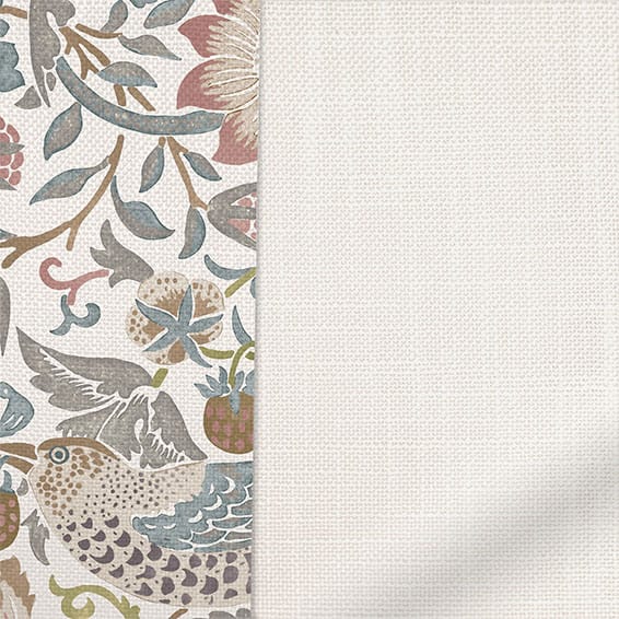 ColorizedPLA William Morris Strawberry Thief Rose Chalk & Bijou Linen Alabaster Roman Blind 7645
