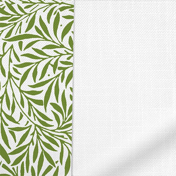ColorizedPLA William Morris Willow Clover & Bijou Linen White Roman Blind 7648