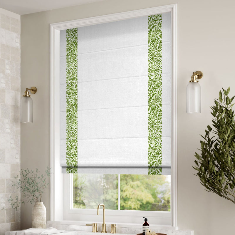 ColorizedZoom William Morris Willow Clover & Bijou Linen White Roman Blind