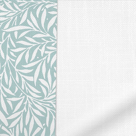 ColorizedPLA William Morris Willow Duck Egg & Bijou Linen White Roman Blind