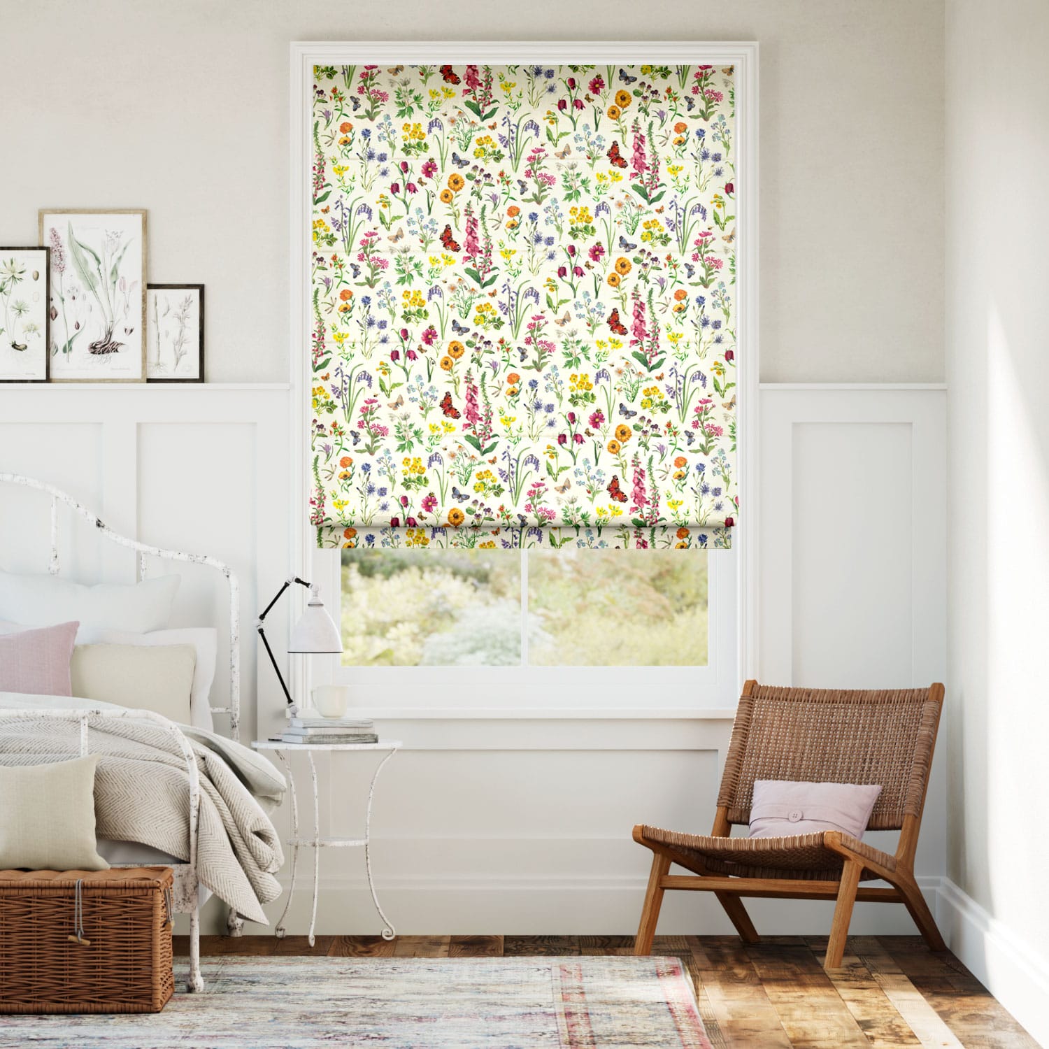 Colorized Wild Flowers Meadow Roman Blind 7657