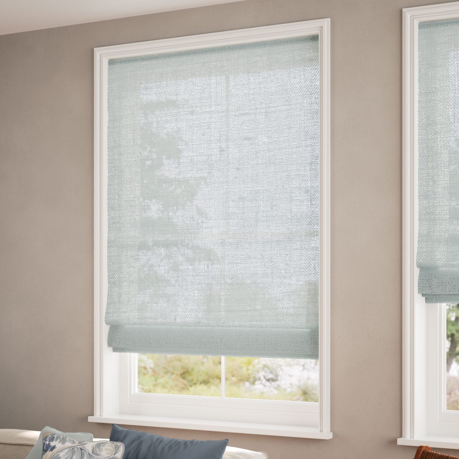 ColorizedZoom Lumiere Unlined Ariel Duck Egg Roman Blind 7674