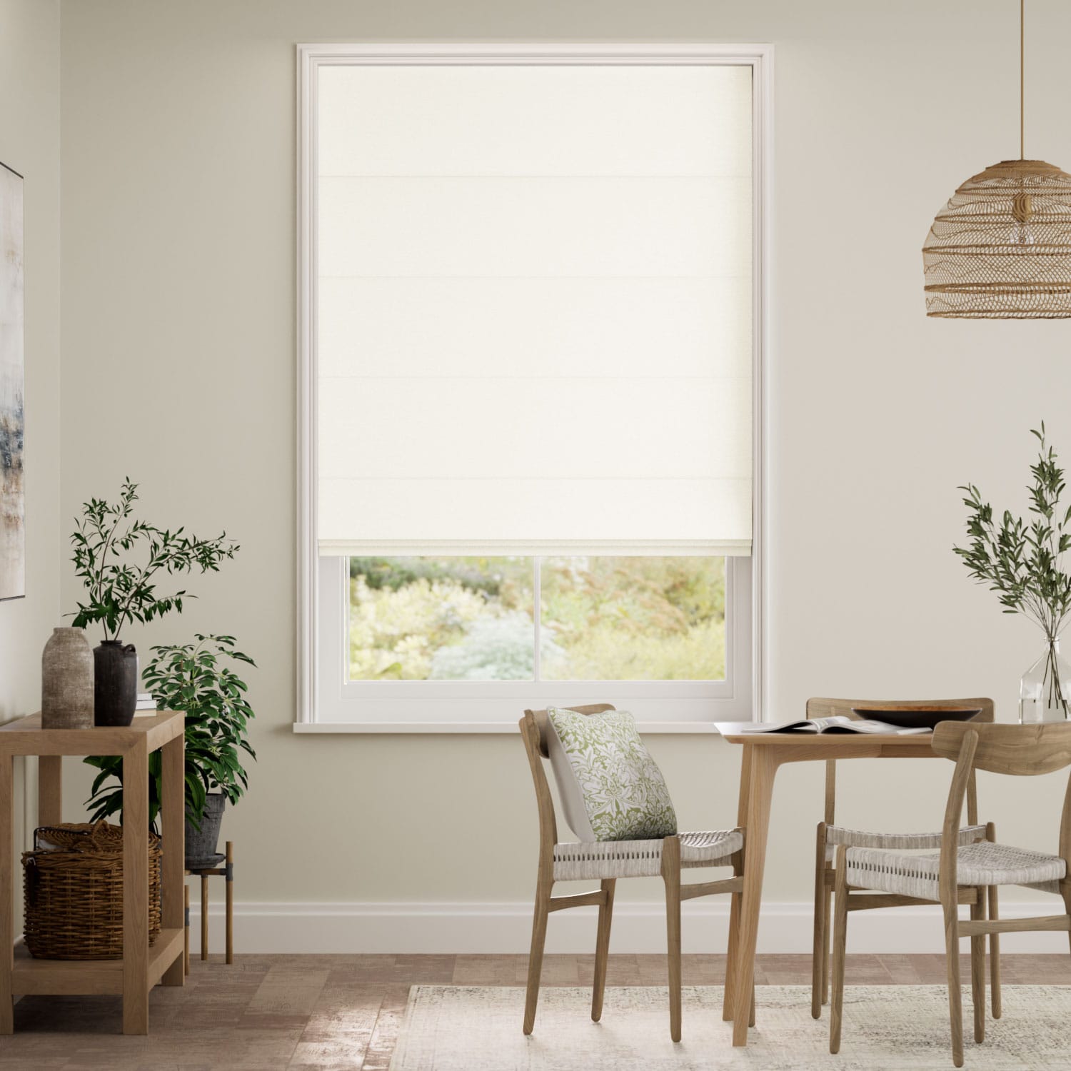 Colorized Etoile Natural White Roman Blind 7682