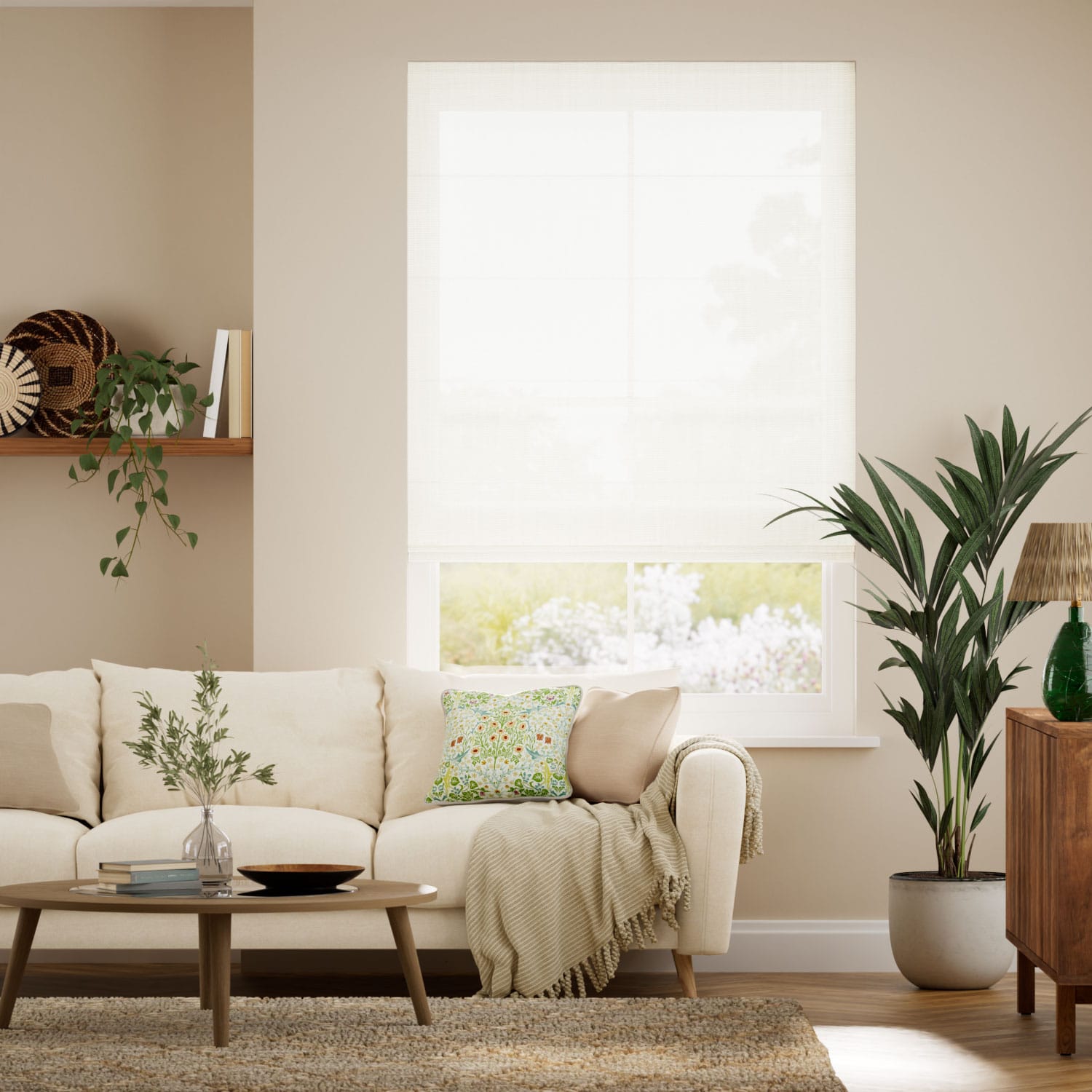 Colorized Lumiere Unlined Etoile Natural White Roman Blind 7684