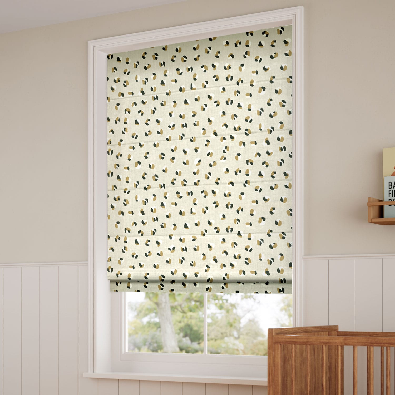 ColorizedZoom Leopard Dots Linen Roman Blind 8909