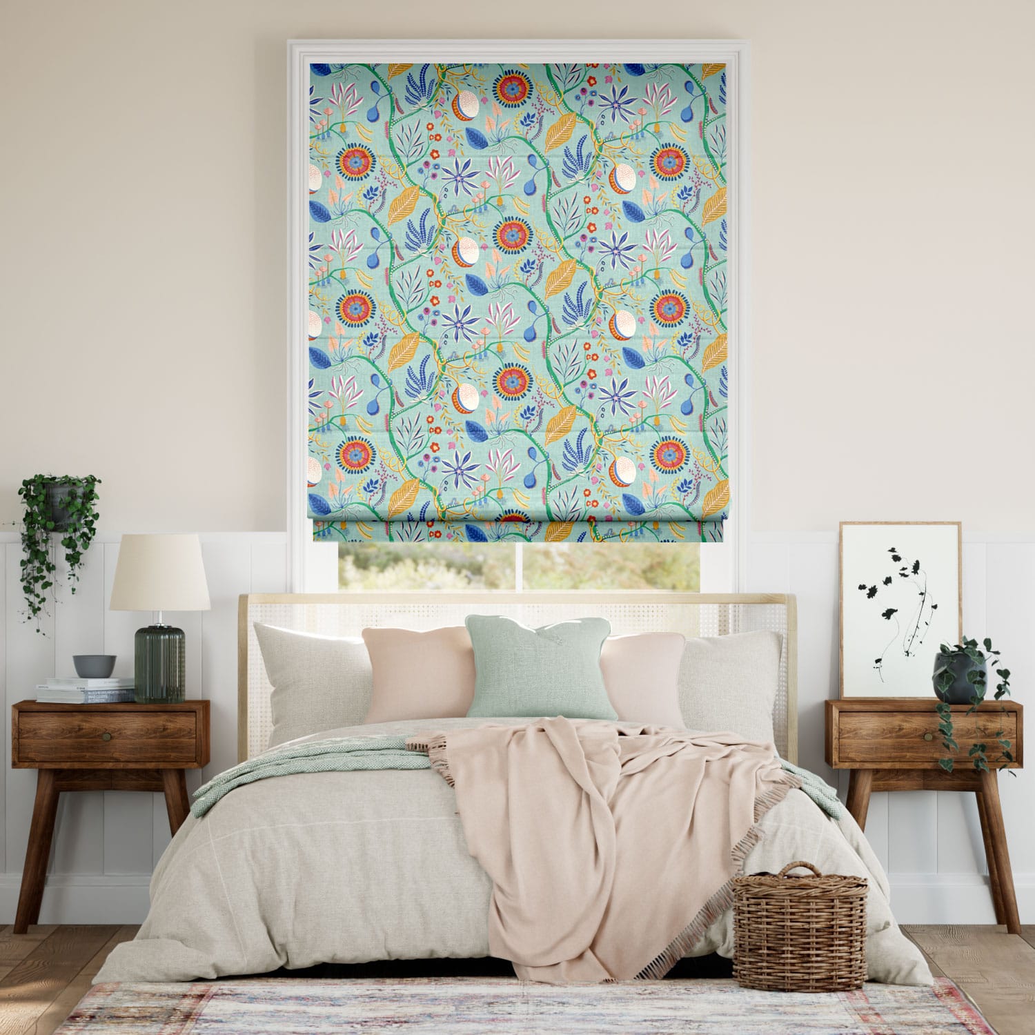 Colorized Jackfruit & The Beanstalk Sky Roman Blind 7693
