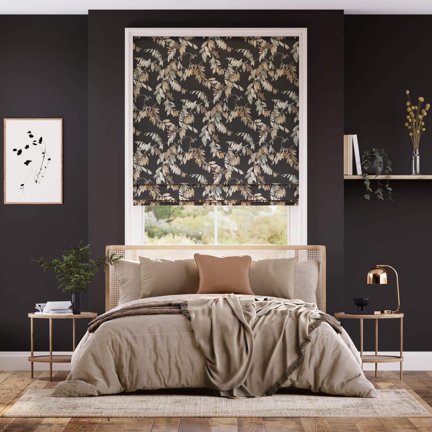 Colorized Watercolour Canopy Velvet Duck Egg Roman Blind 7704