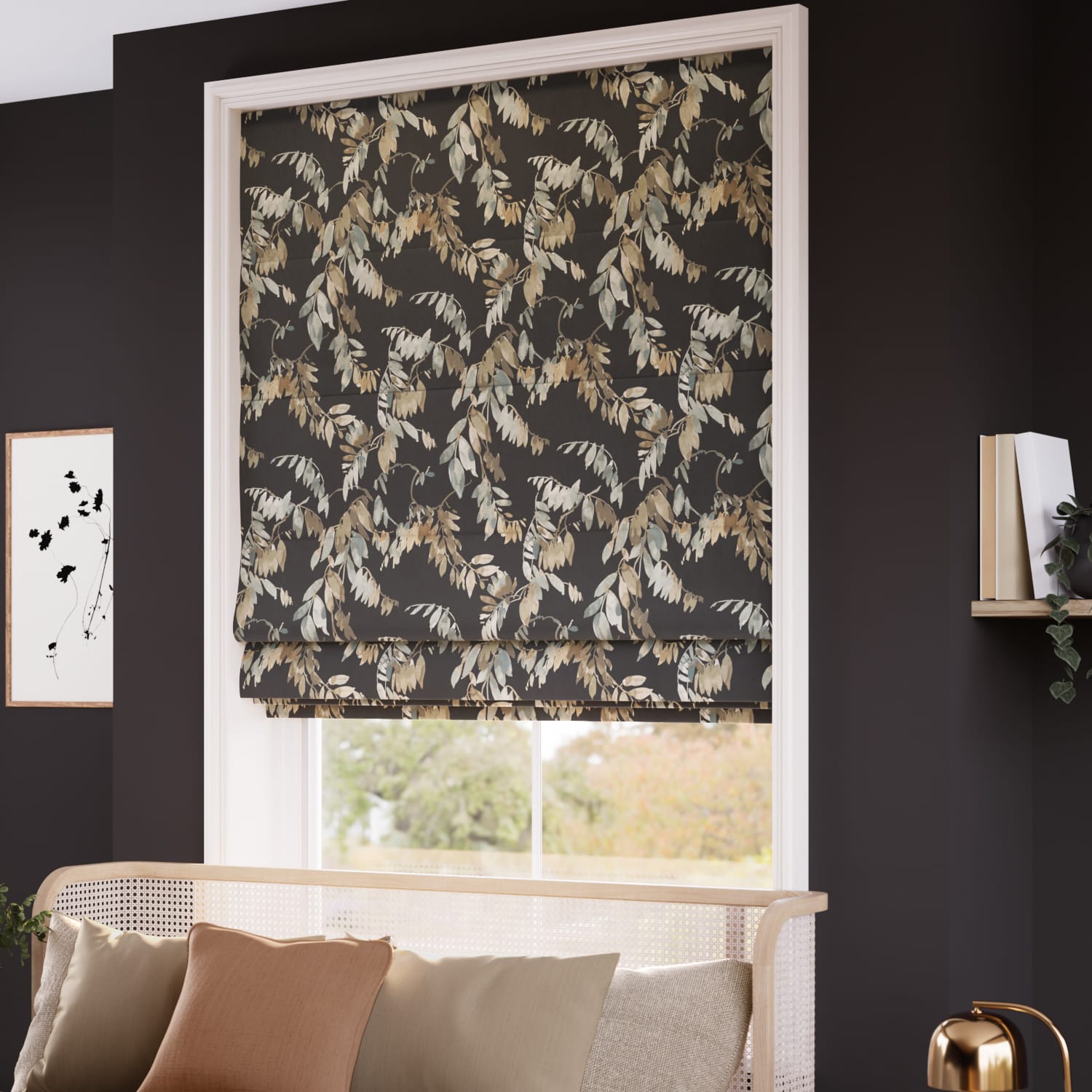 ColorizedZoom Watercolour Canopy Velvet Duck Egg Roman Blind 7704