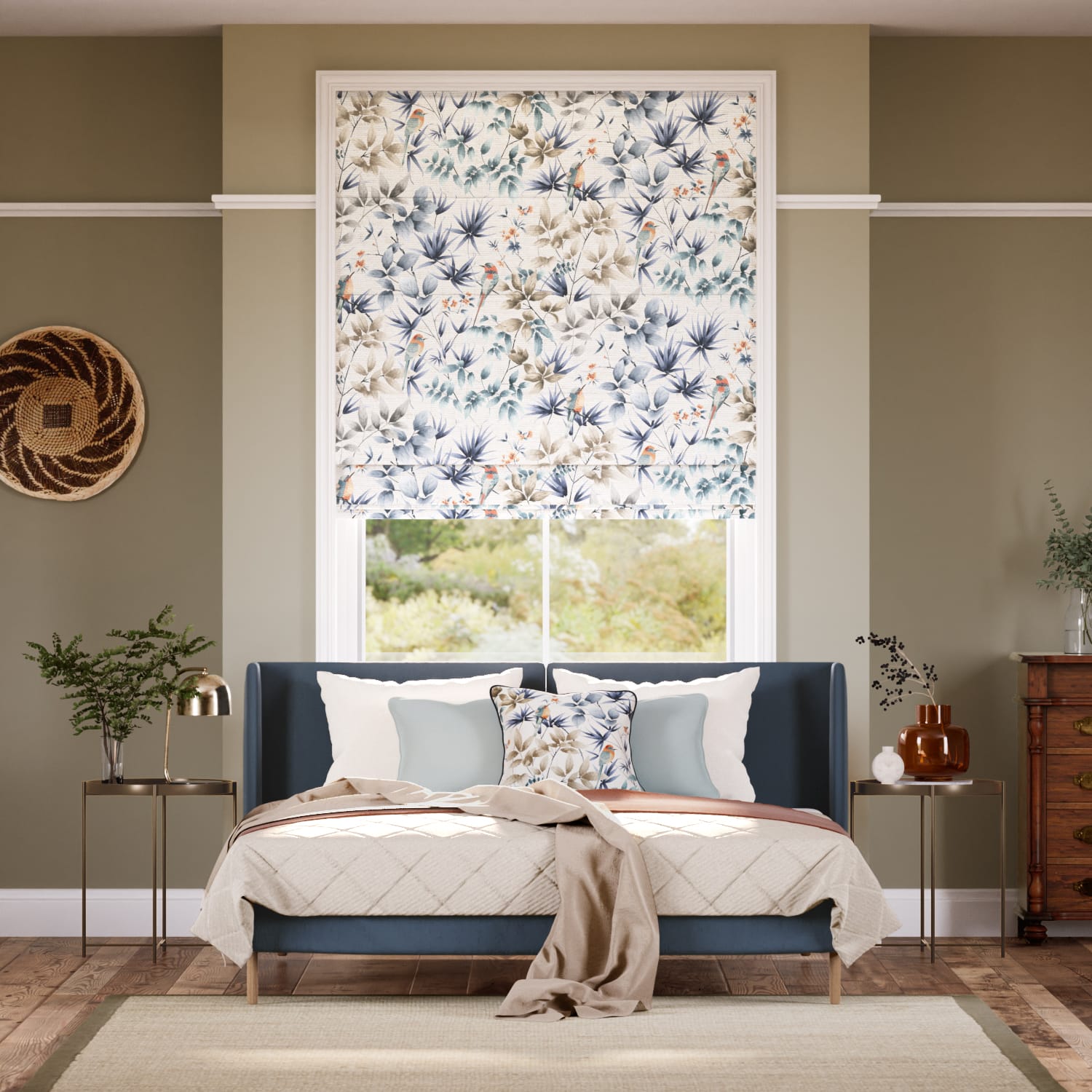 Colorized Paradiso Blue Stone Roman Blind 7708