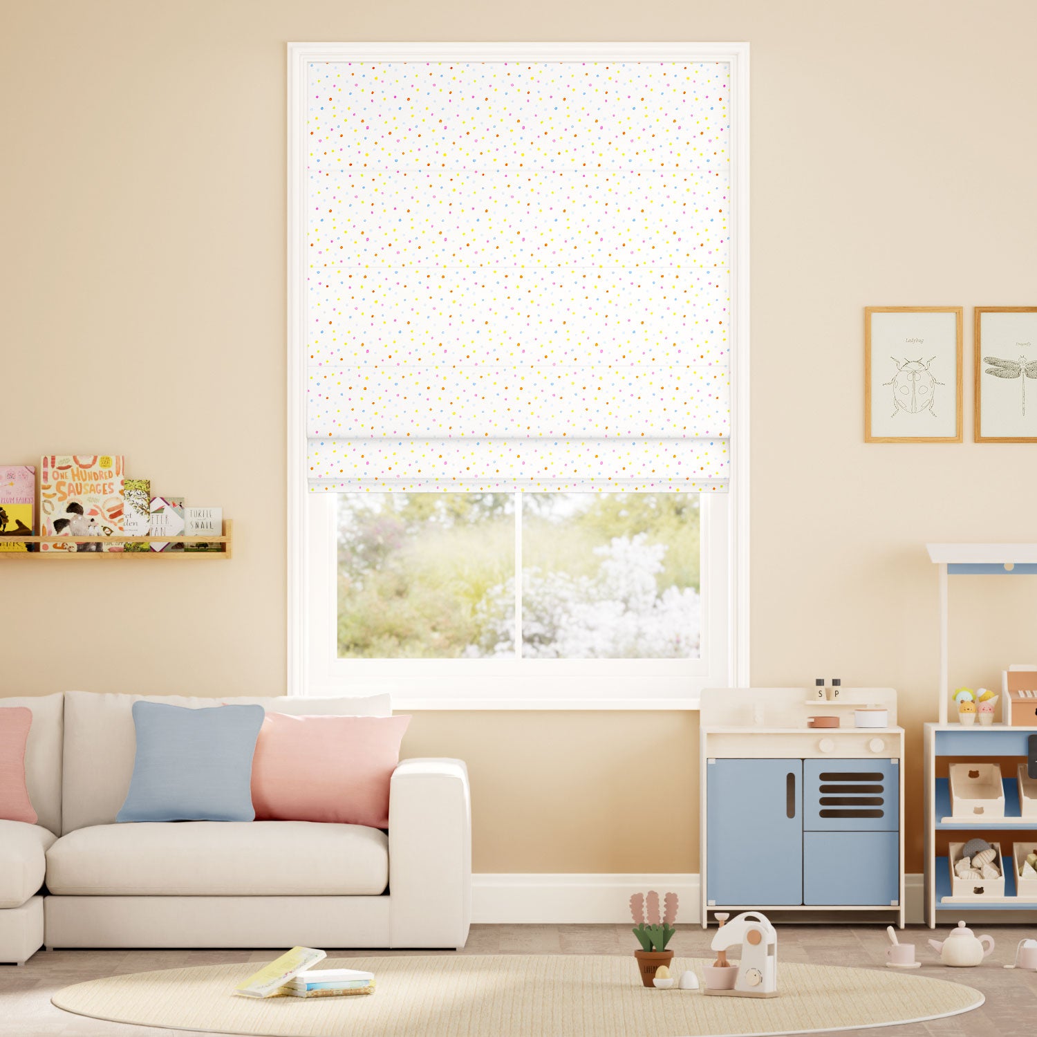 Colorized Ditsy Dots Multi Roman Blind 7713