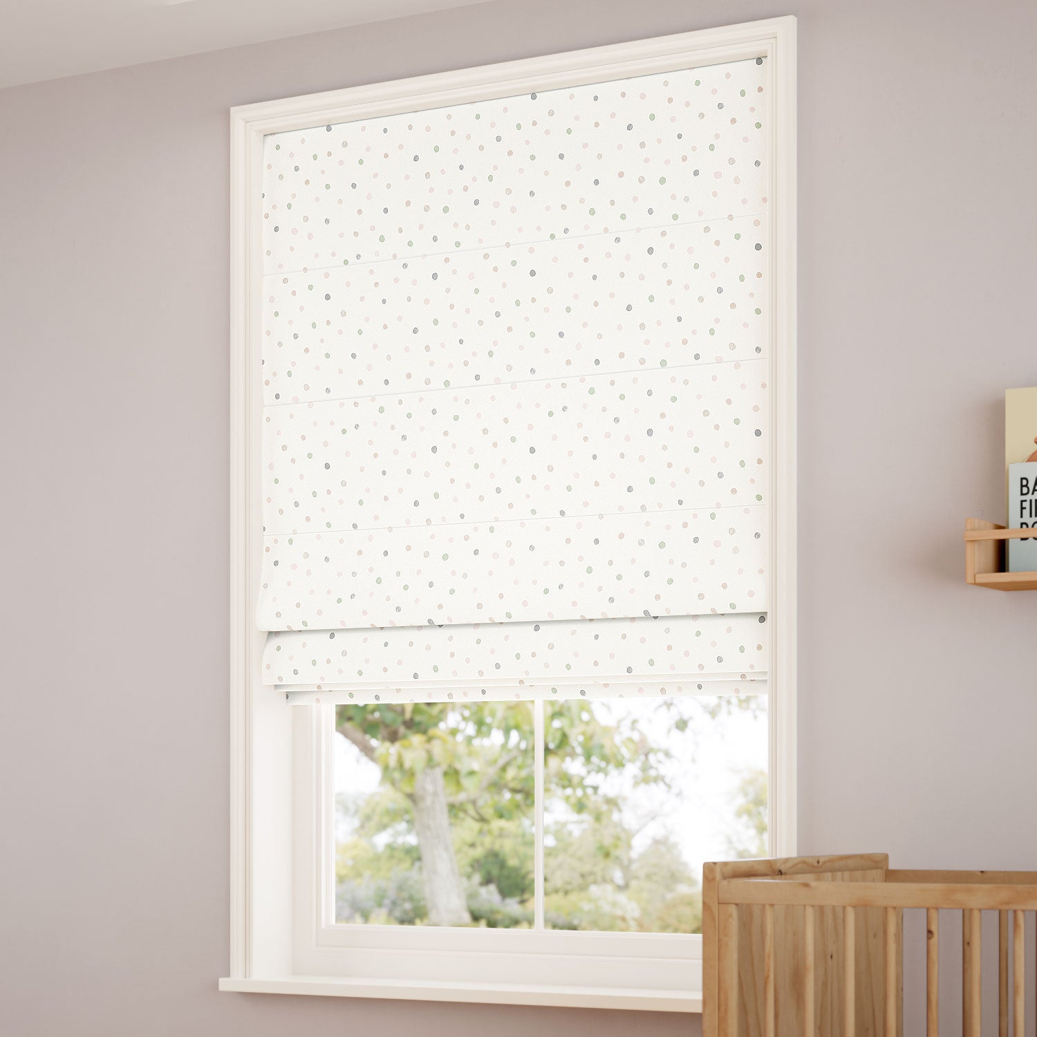 ColorizedZoom Dotty Dots Blossom Roman Blind