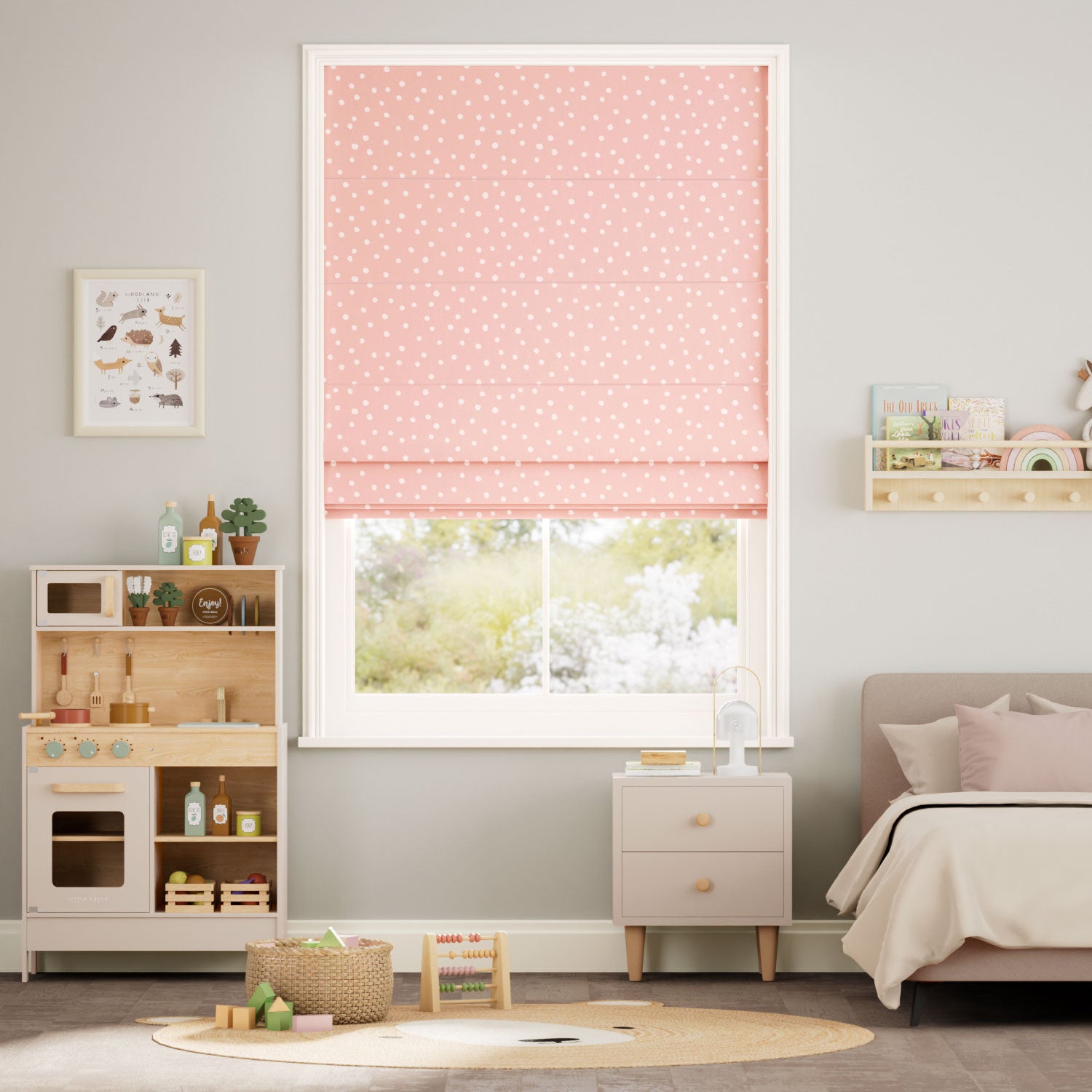 Colorized Dotty Dots Blush Roman Blind
