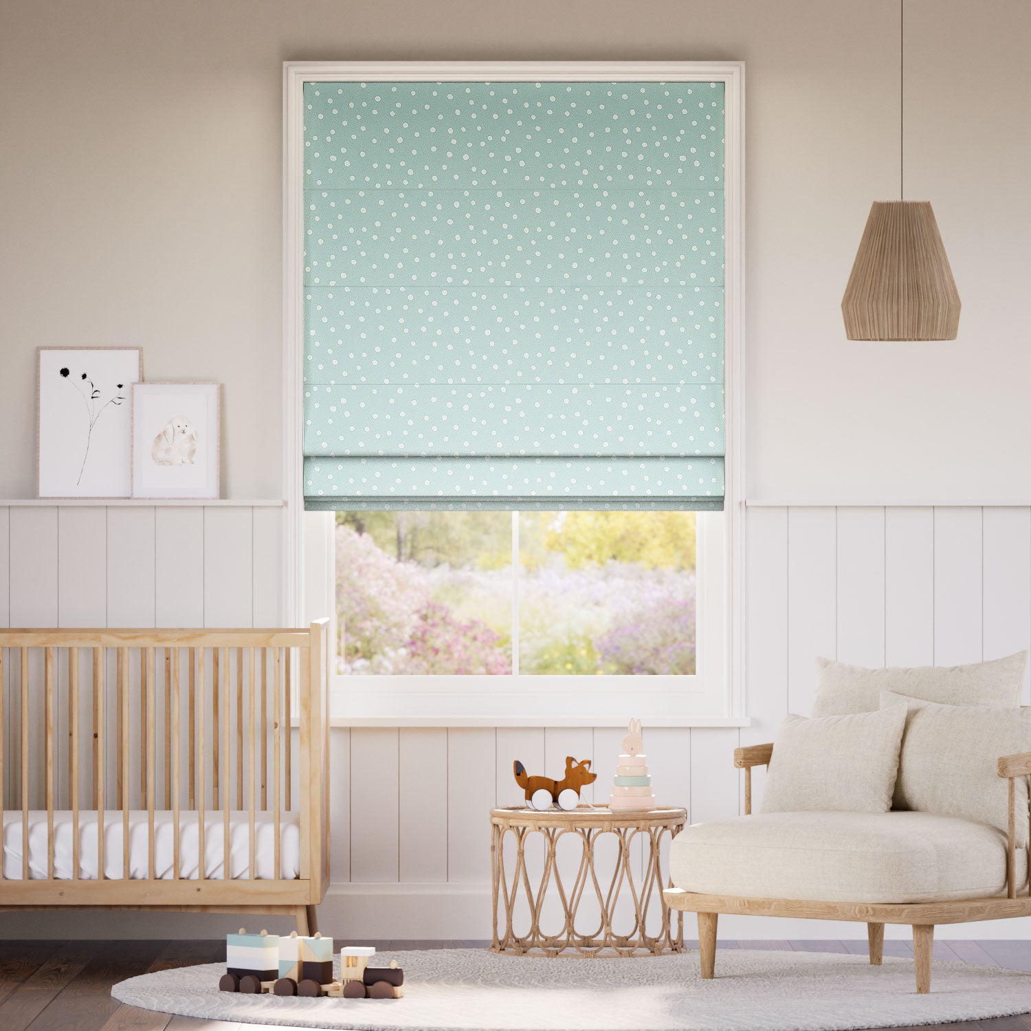 Colorized Dotty Dots Duck Egg Roman Blind 7717