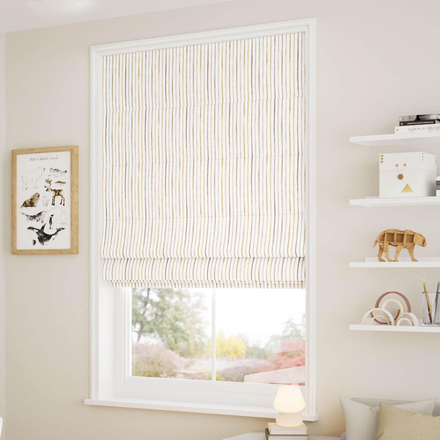 ColorizedZoom Suki Stripe Gold Roman Blind 7727
