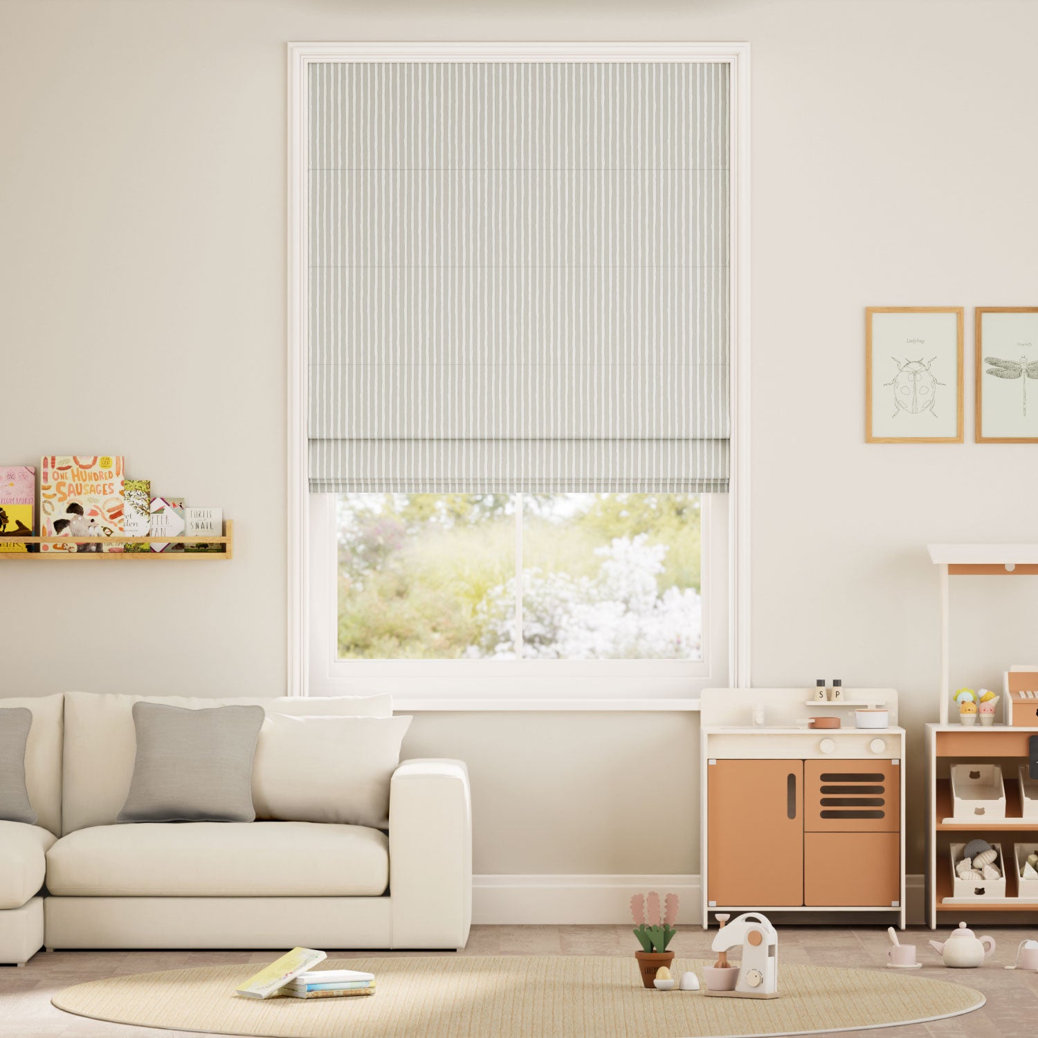 Colorized Suki Stripe Dove Roman Blind 7724