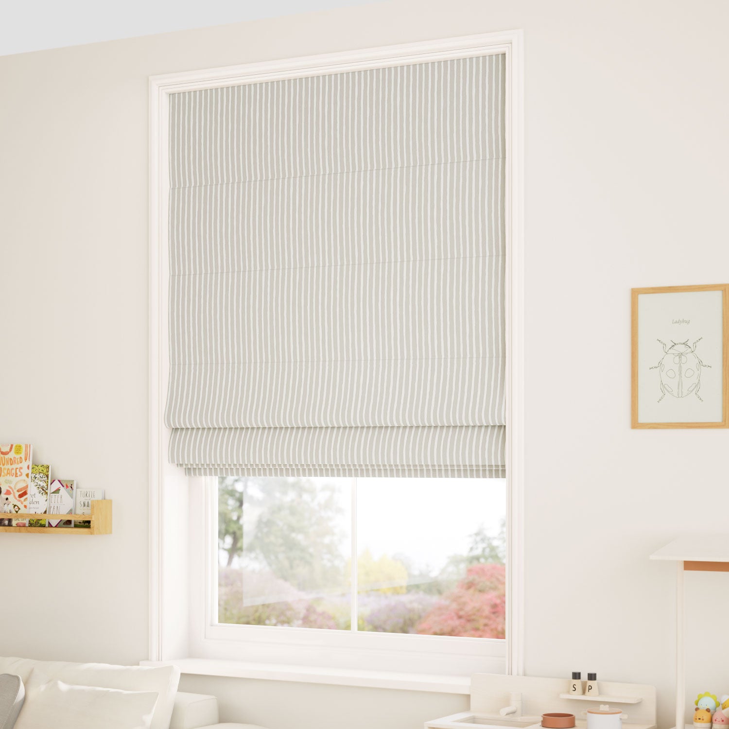 ColorizedZoom Suki Stripe Dove Roman Blind 7724