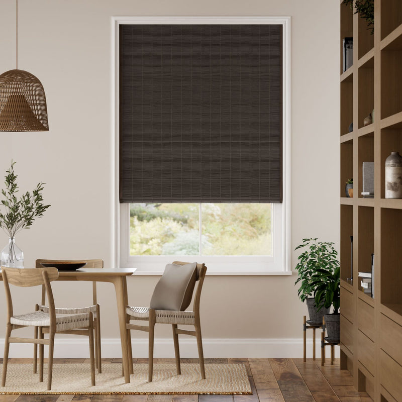 Colorized Electric Vanua Blackout Umber & Acorn Roman Blind