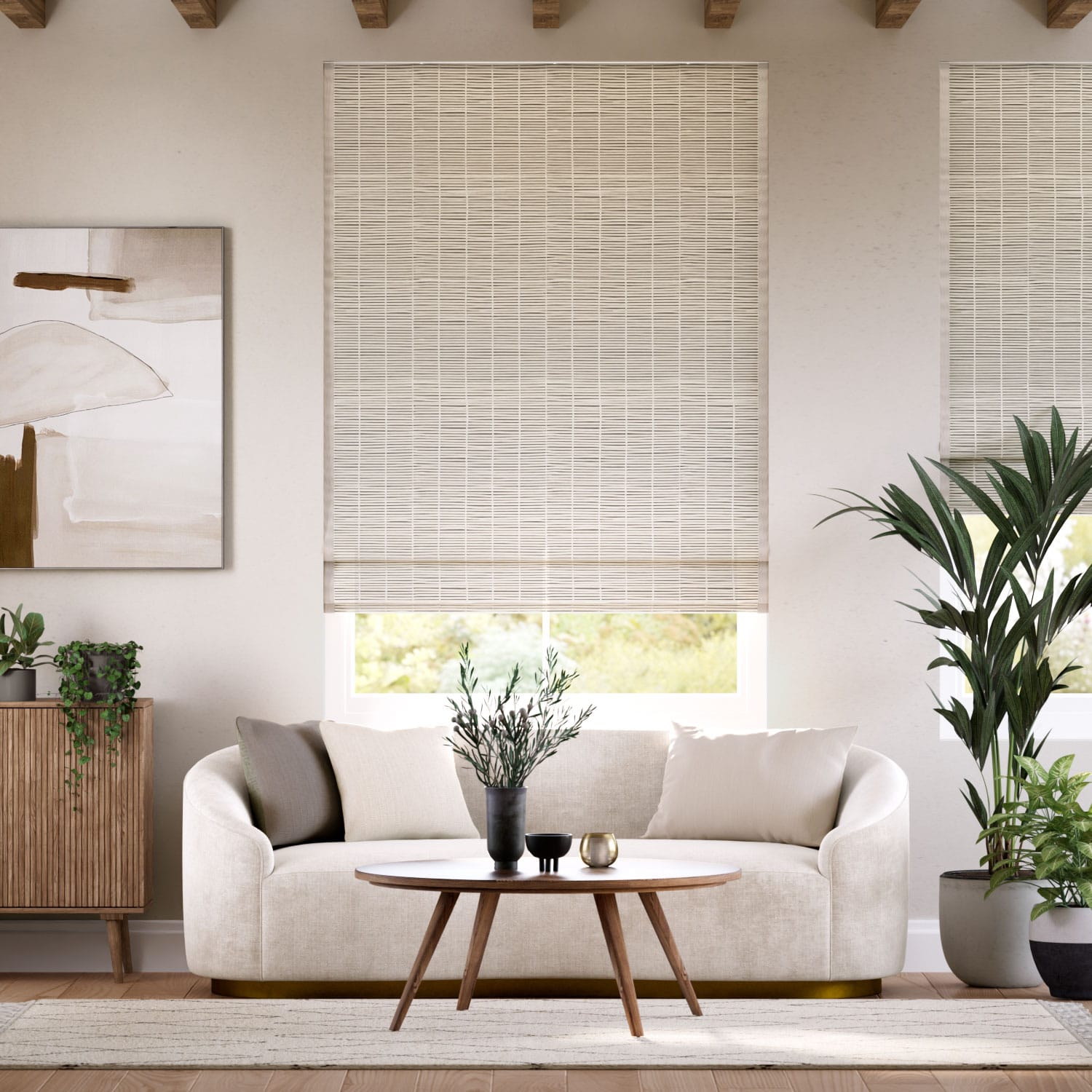 Colorized Electric Tulum Blackout Birch & Pumice Roman Blind 7756
