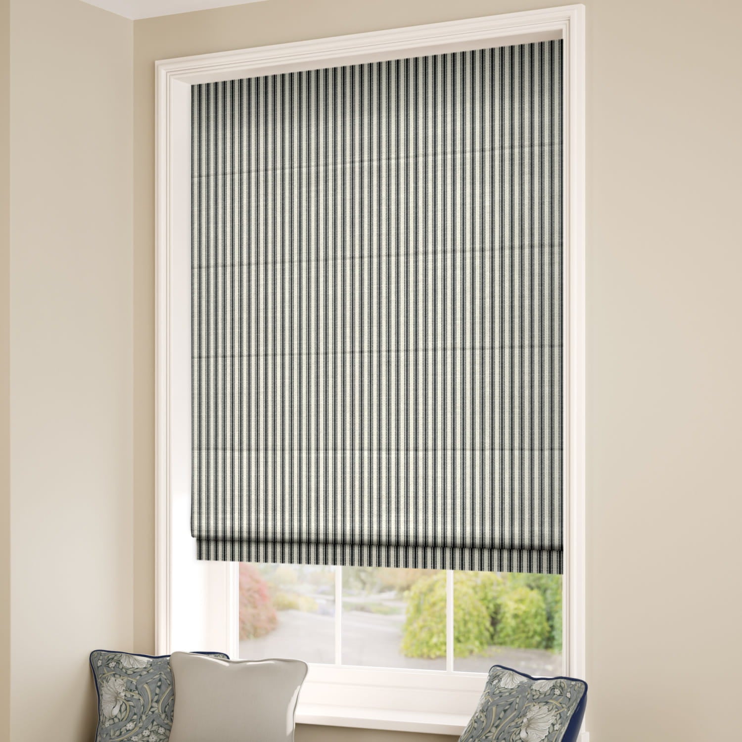 ColorizedZoom Chester Stripe Slate Roman Blind 7763
