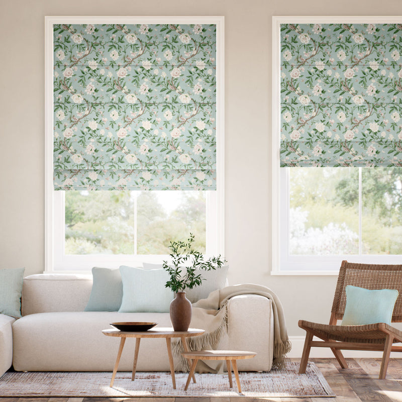 Colorized Porcelain Garden Morning Green Roman Blind 7802
