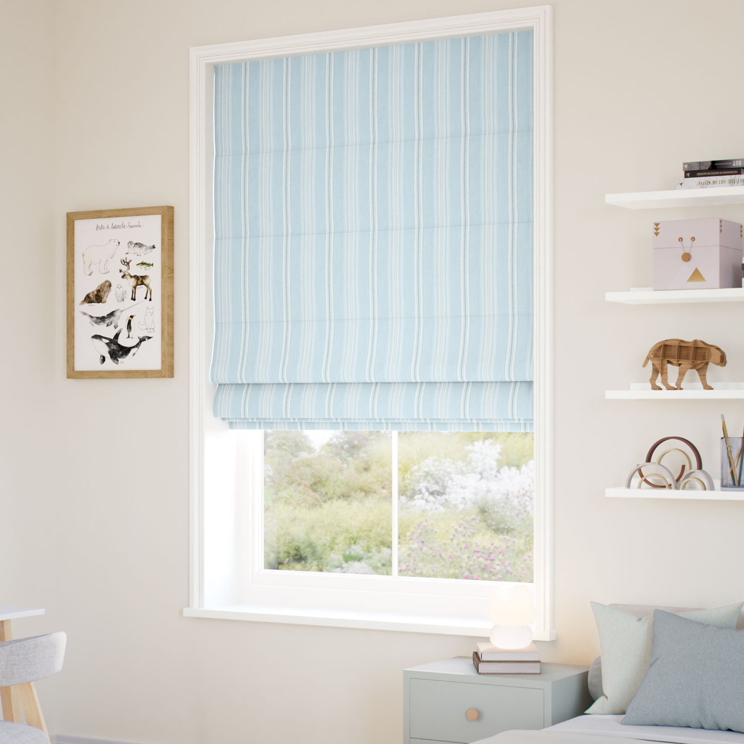 ColorizedZoom Valley Stripe Morning Rain Roman Blind 7806