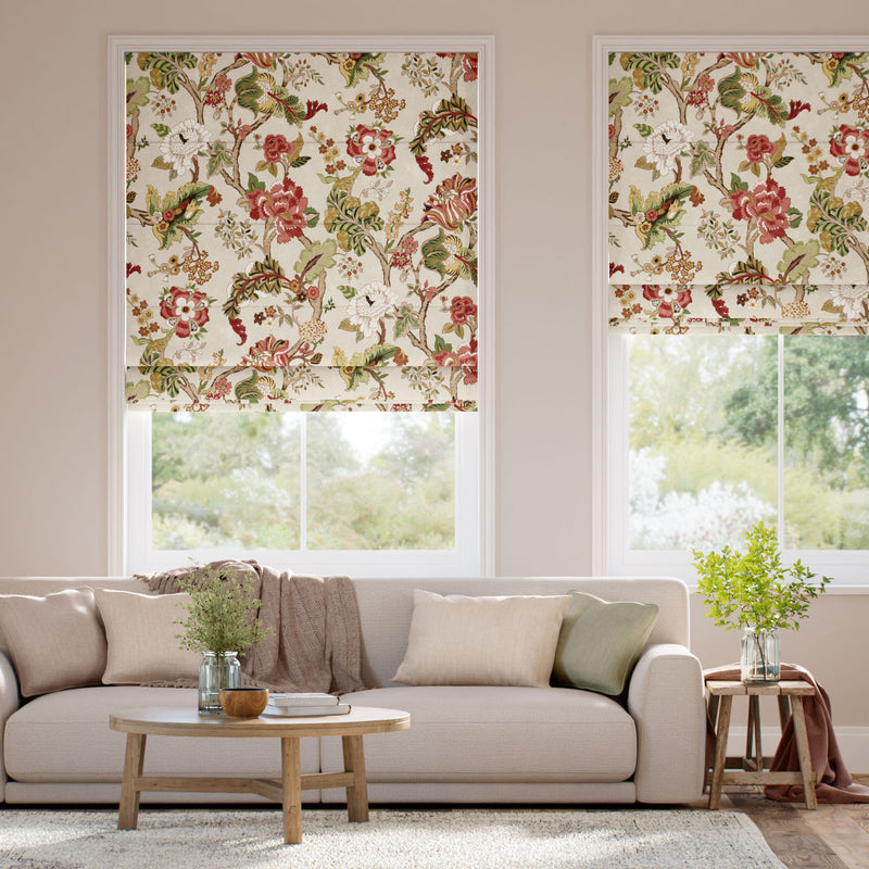 Colorized Fusang Tree Rouge Sage Roman Blind