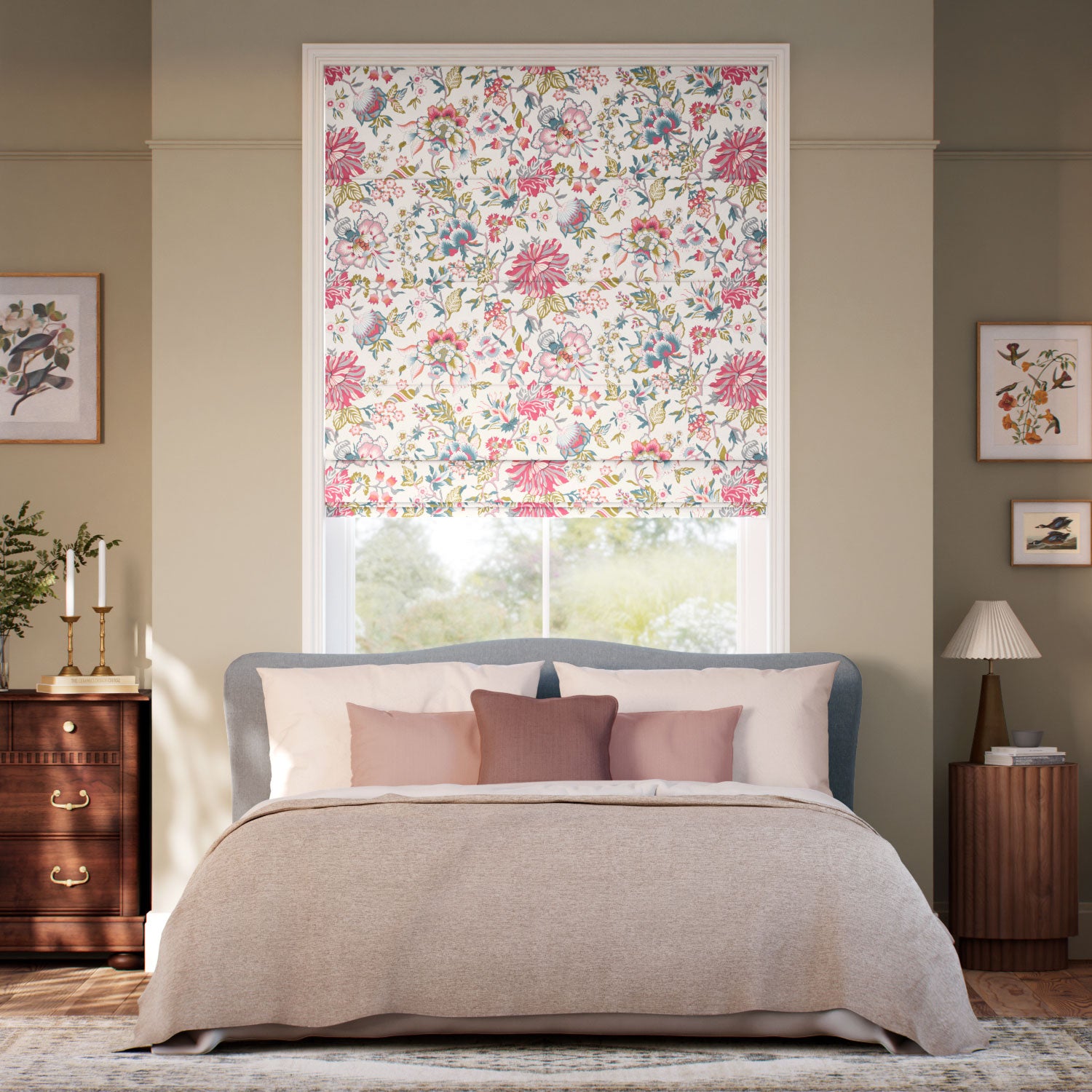 Colorized Christelle Carmine Rose Roman Blind 7826