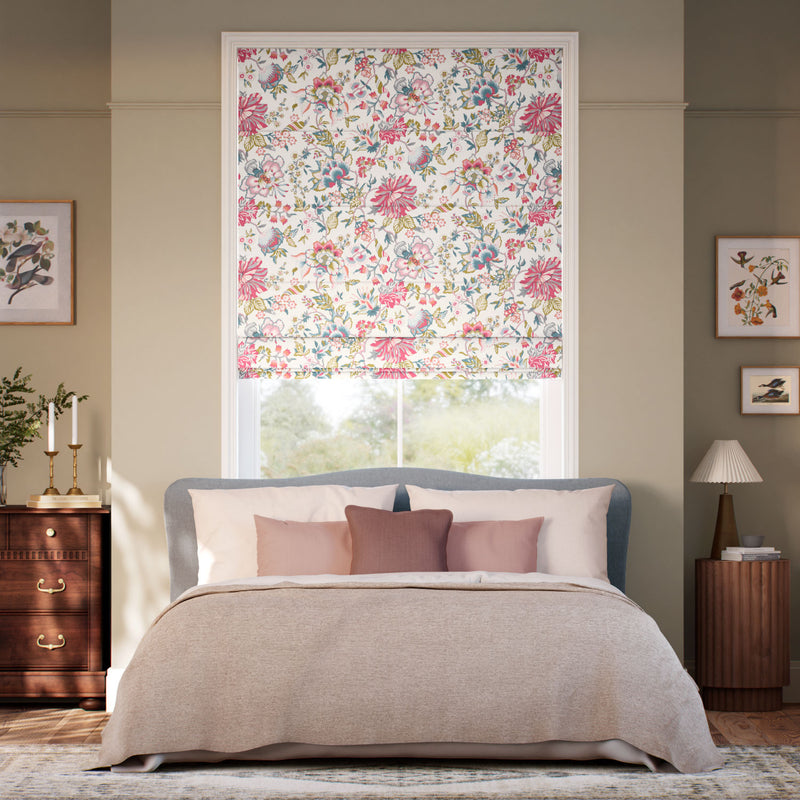 Colorized Christelle Carmine Rose Roman Blind 7826