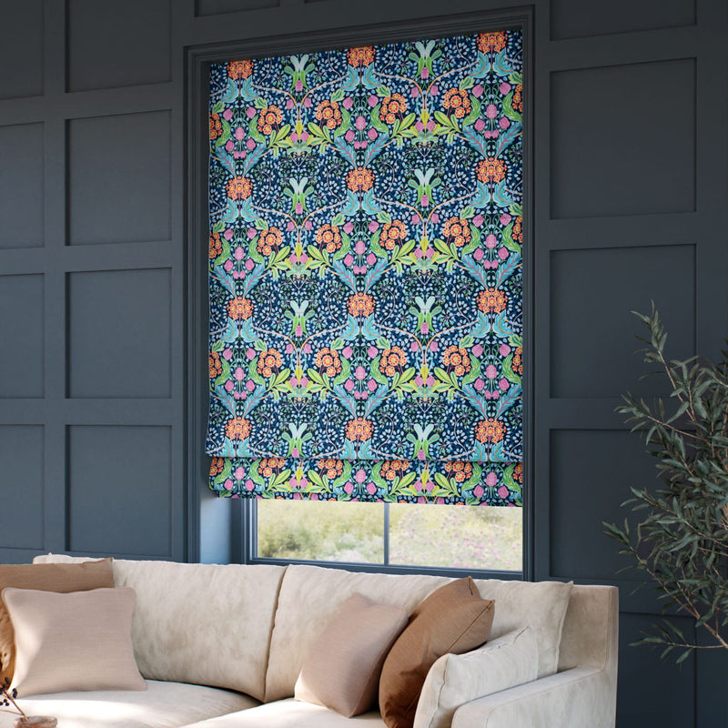 ColorizedZoom Elm House Nighttime Blue Roman Blind