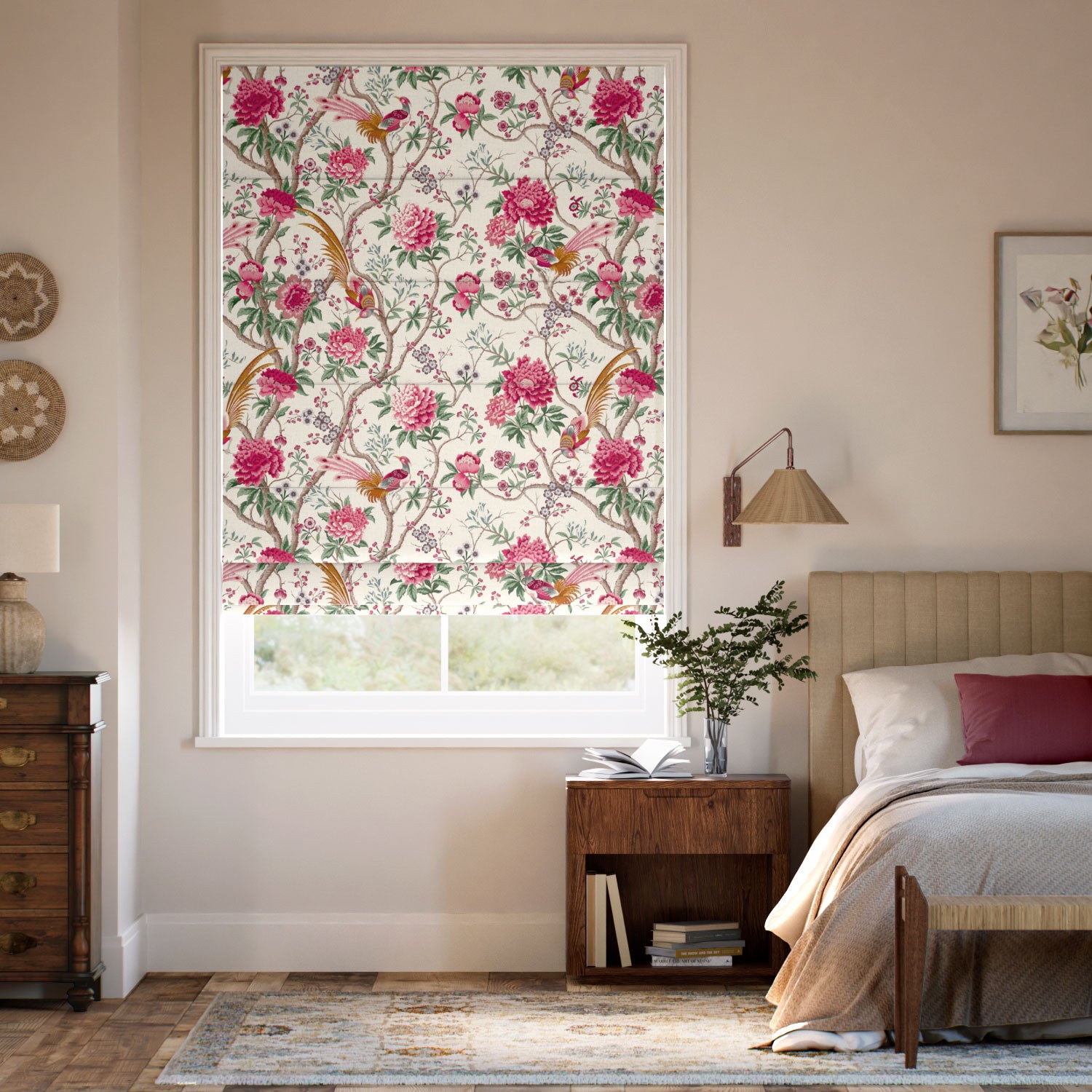 Colorized Elysian Paradise Fuchsia Roman Blind 7838