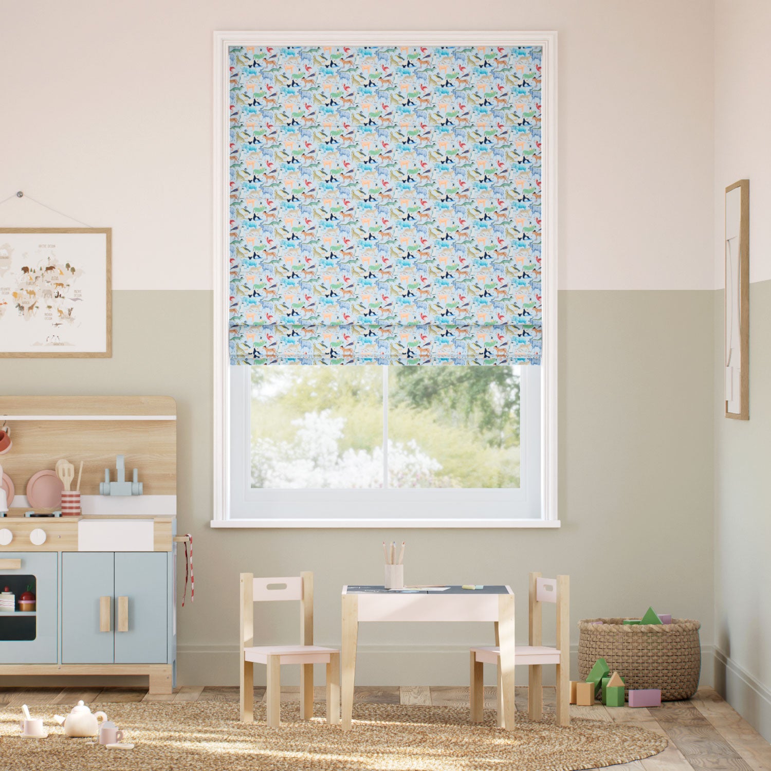 Colorized Quey Two Cornflower Roman Blind 7849
