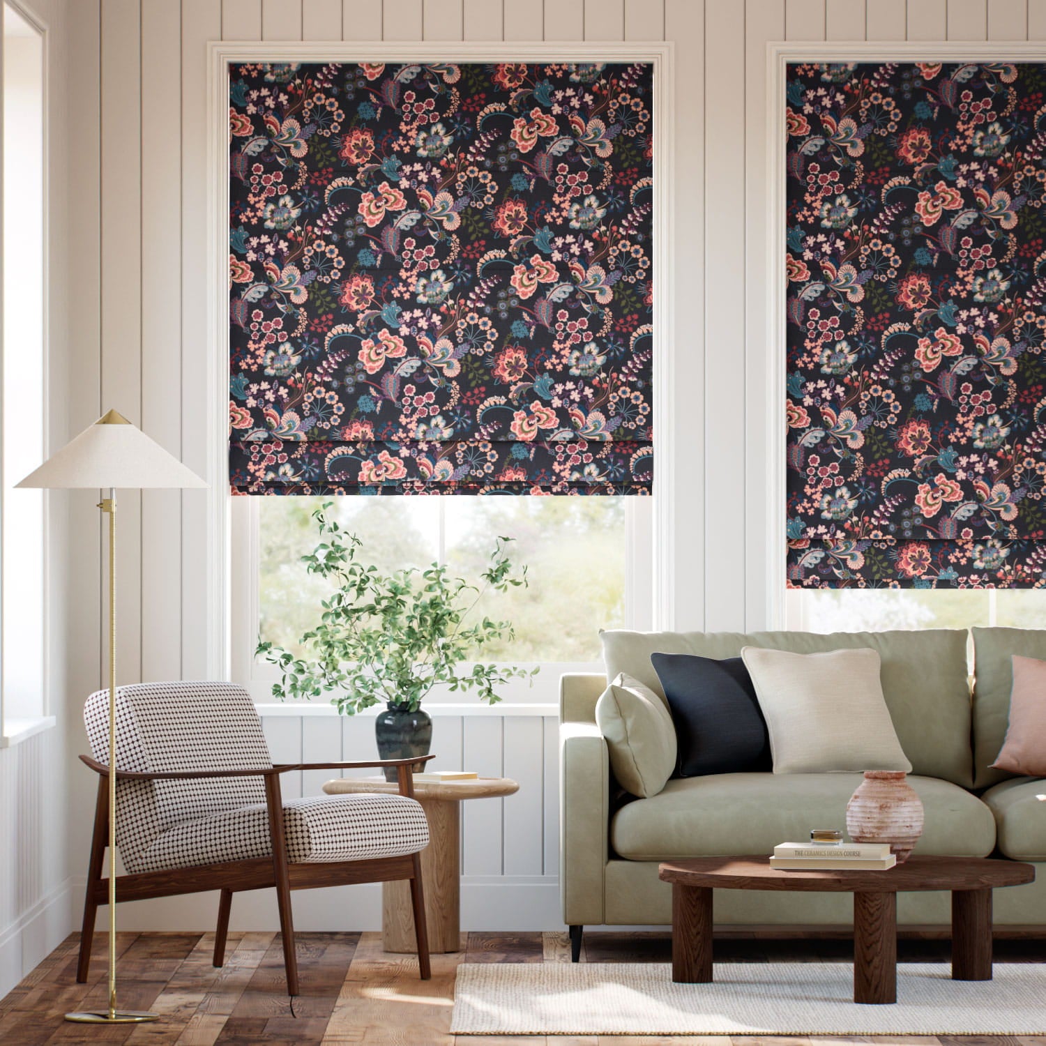 Colorized Symphony Hickory Roman Blind 7854